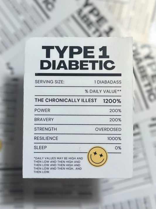 T1D Nutrition Facts Sticker