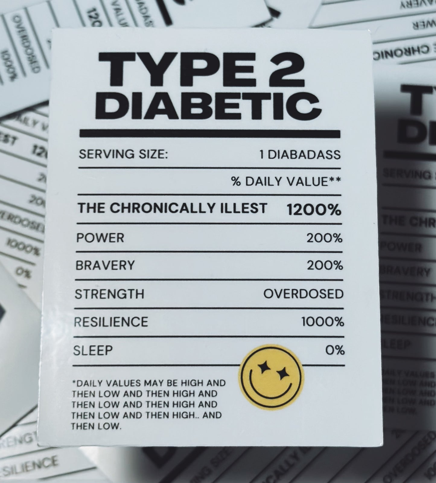 T2D Nutrition Facts Sticker / Type 2 Diabetes