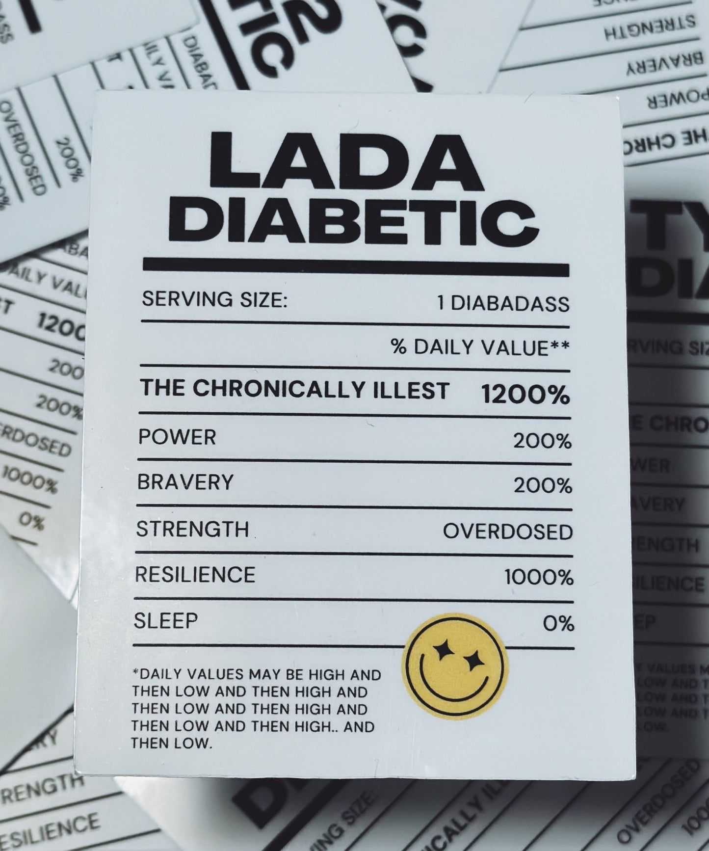 LADA Nutrition Facts Sticker